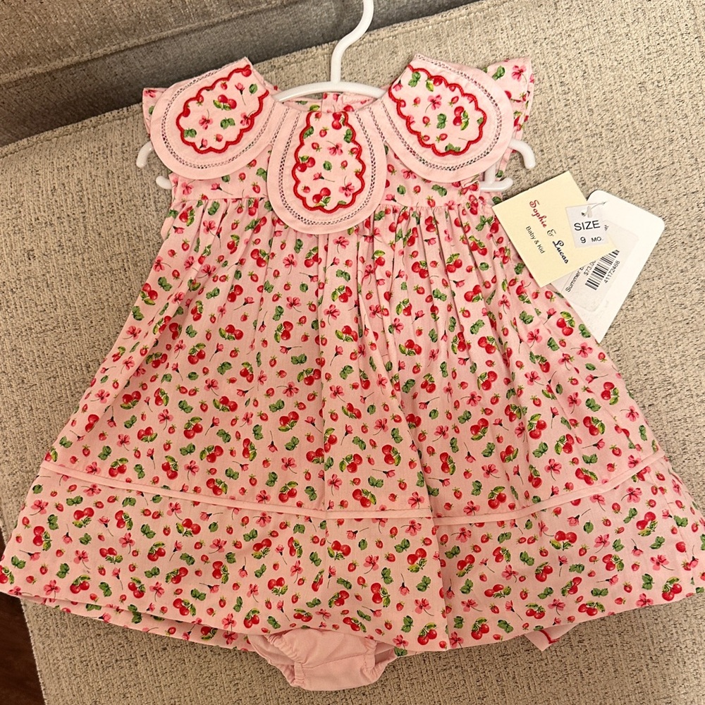 Baby Girl Pink Cherry Print Matching Set